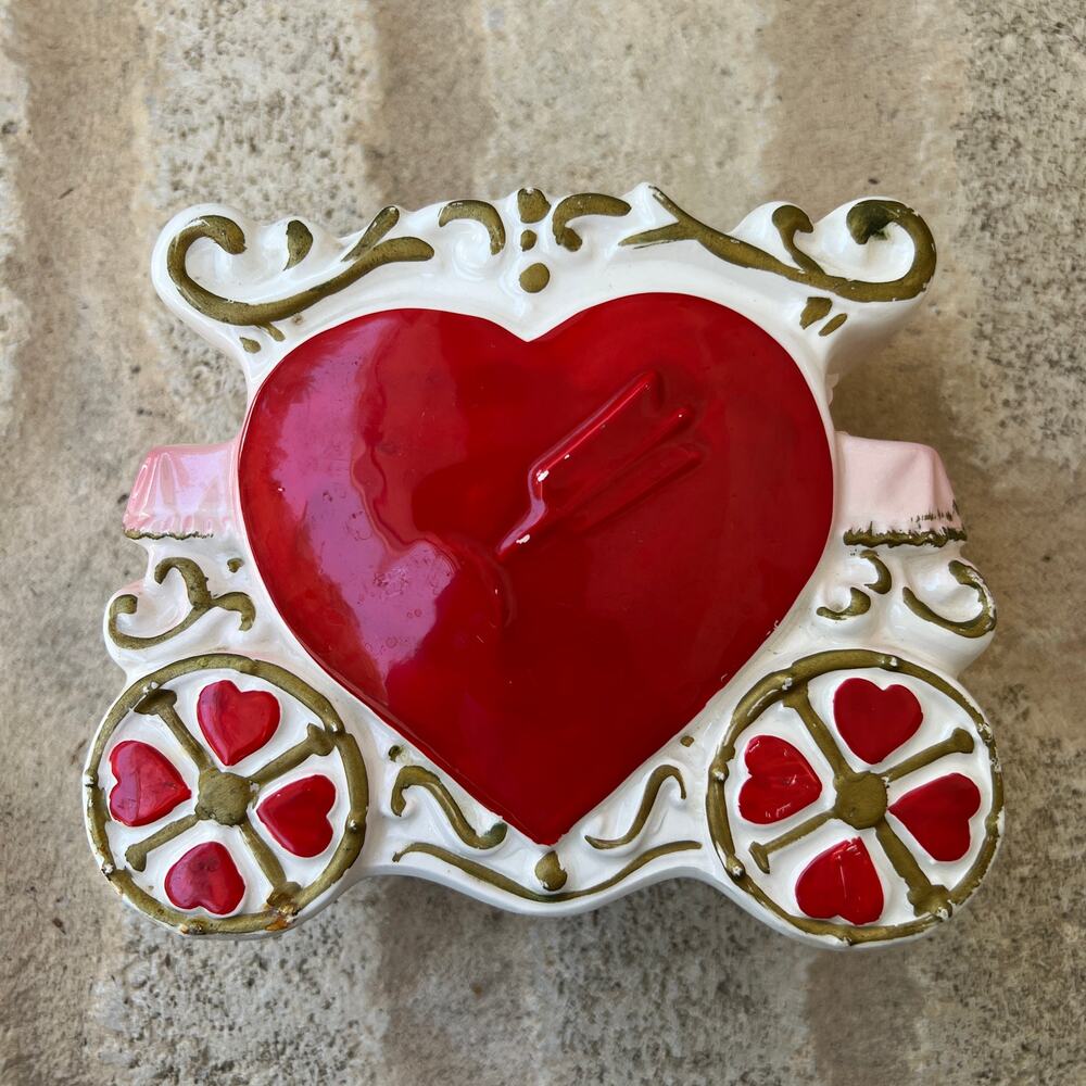 Vintage MCM Rubens Valentine heart carriage planter vase ceramic